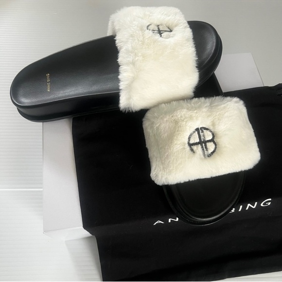 ANINE BING Britt logo embroidered slides - Picture 4 of 8